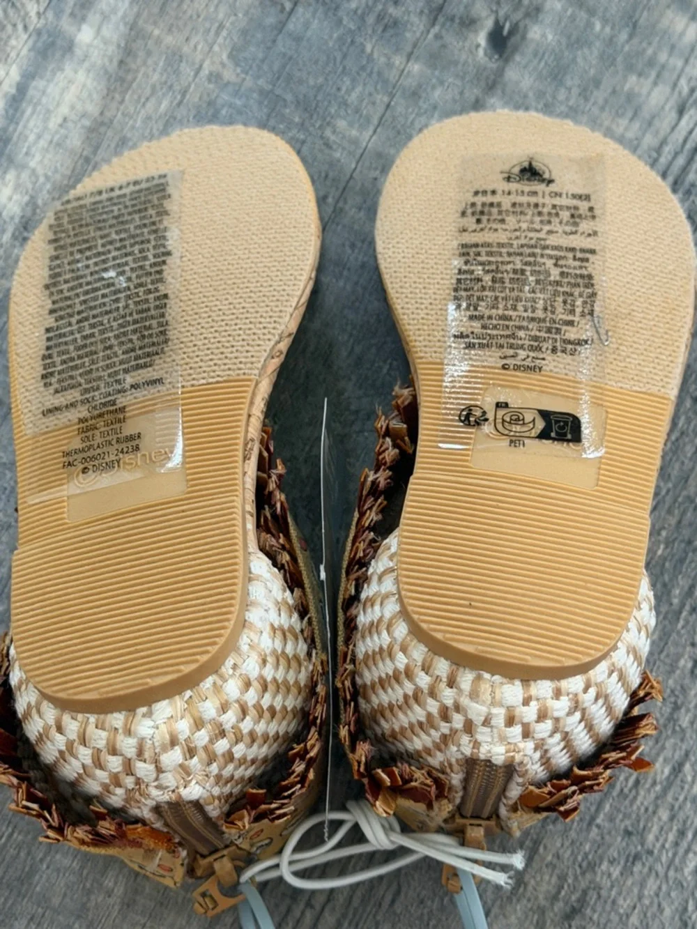 Disney Moana Costume Toddler Sandals Teal Shell Cork Sole Fringe Size 7/8
